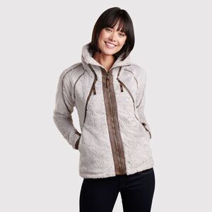 Kuhl Womens Flight Jacket Beige Avina Full Zip Sherpa Fleece Hooded Outdoor XS